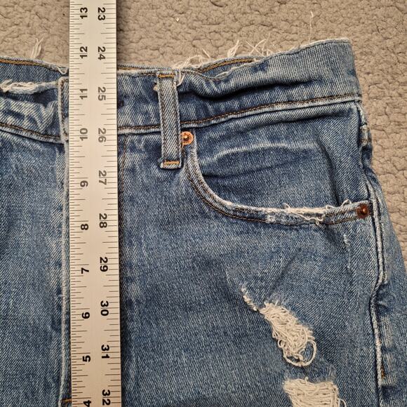 Abercrombie & Fitch Shorts 27 4 Blue Denim The Mom Short High Rise Cutoff Boho - Picture 5 of 5